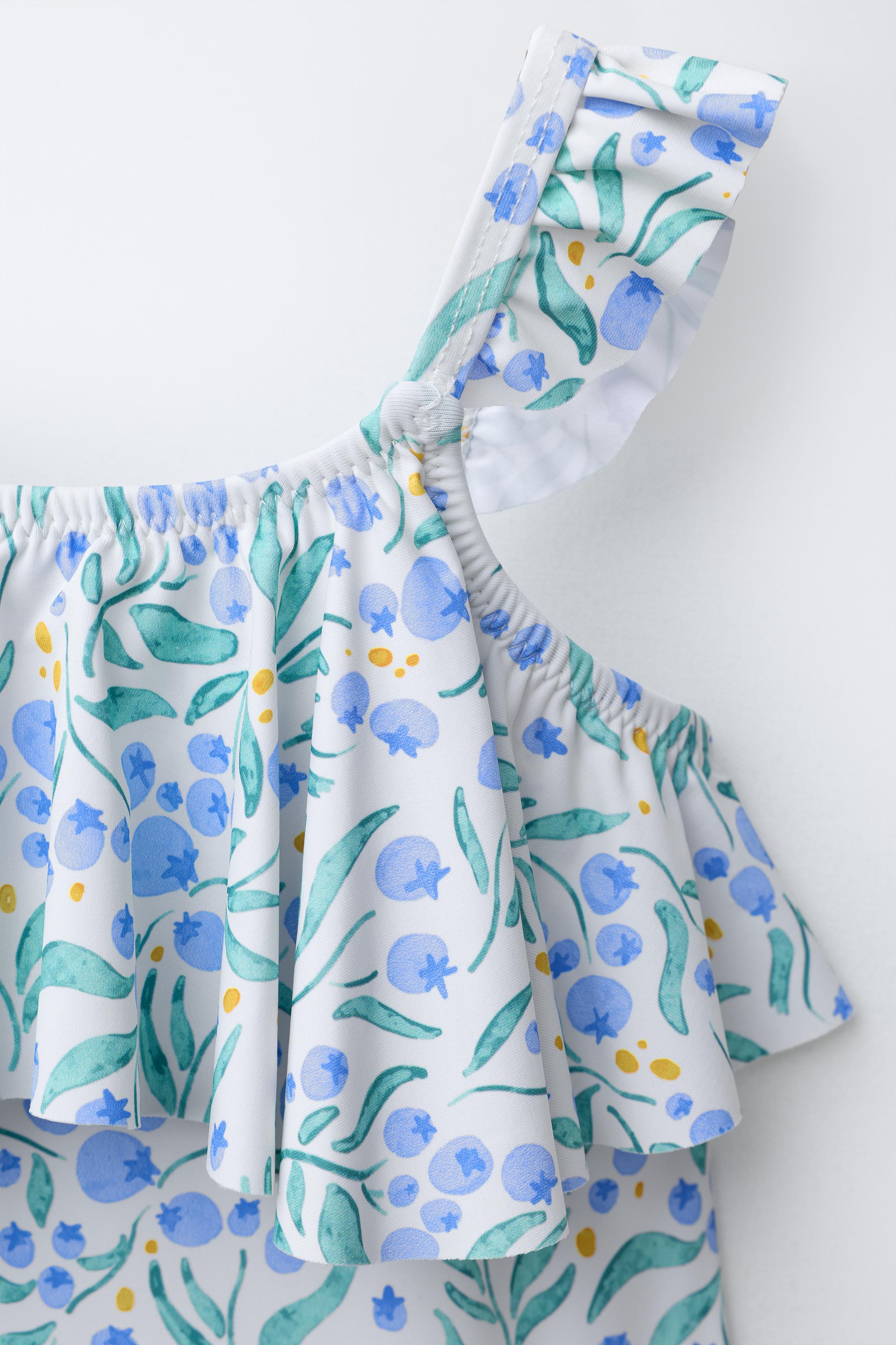 2-6 YEARS/ RUFFLED LEAF PRINT SWIMSUIT